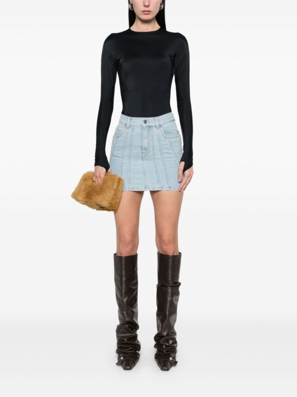 Browns Mugler Blue Spiral-Detail Skirt | Browns Fitted Skirts