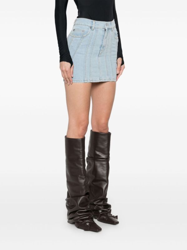 Browns Mugler Blue Spiral-Detail Skirt | Browns Fitted Skirts