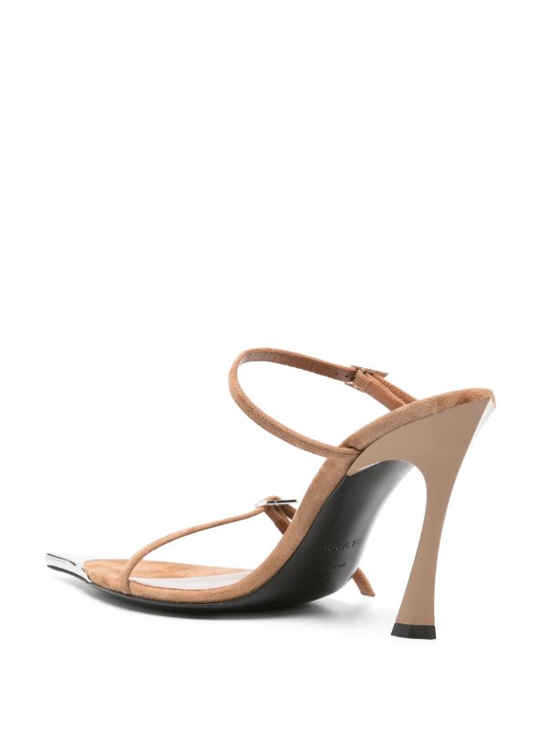 Browns Mugler Brown Fang 95 Leather Mule Sandals | Browns Sandals