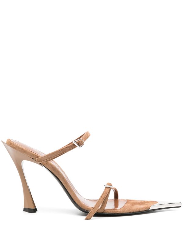 browns Mugler Brown Fang 95 Leather Mule Sandals | Browns Sandals
