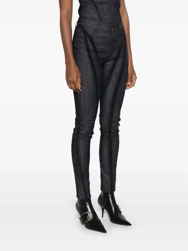 Browns Mugler Mesh-Detailing Skinny Jeans | Browns Skinny Jeans
