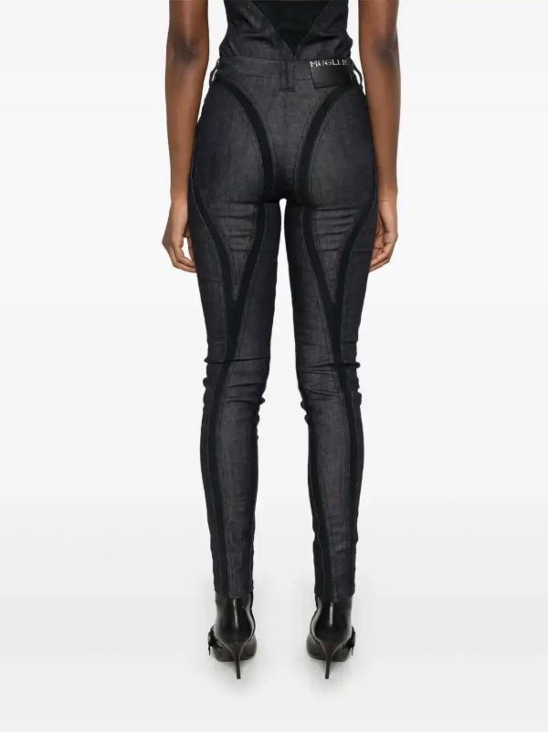 Browns Mugler Mesh-Detailing Skinny Jeans | Browns Skinny Jeans