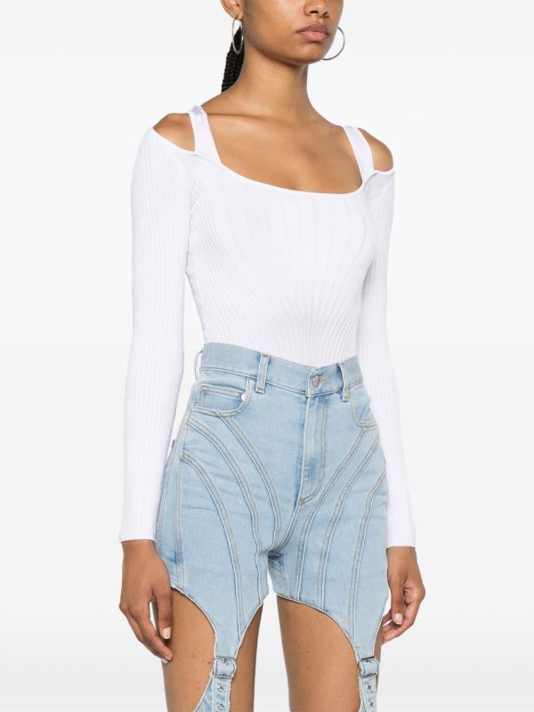 Browns Mugler Sculpting-Knit Bodysuit | Browns Knitted Tops