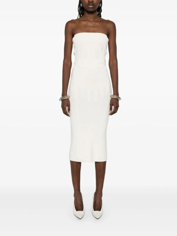 Browns Mugler White Boning Detail Knit Bustier | Browns Blouses