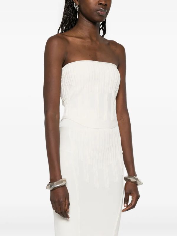 Browns Mugler White Boning Detail Knit Bustier | Browns Blouses