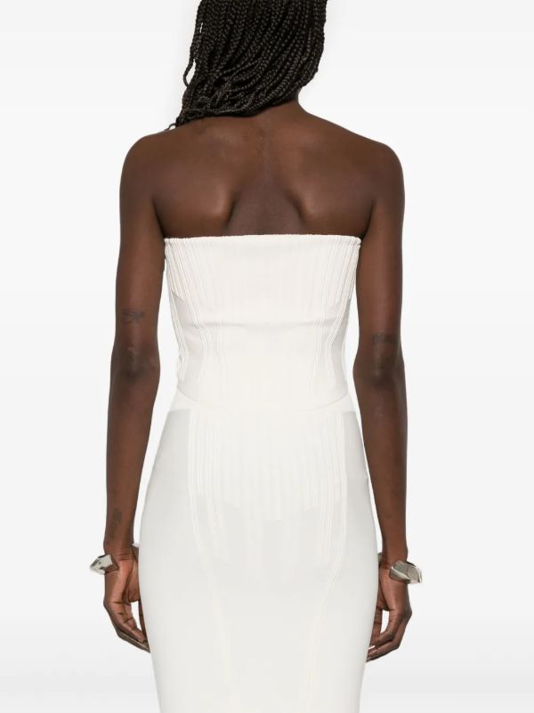 Browns Mugler White Boning Detail Knit Bustier | Browns Blouses