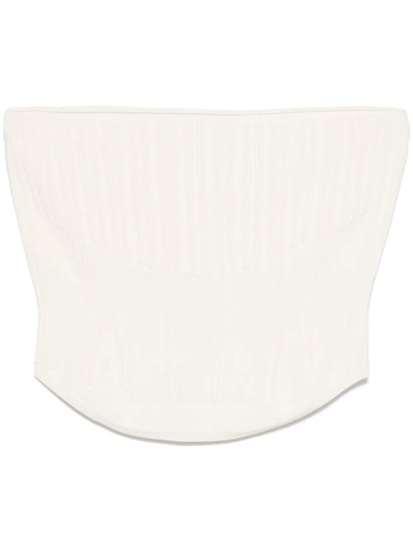 browns Mugler White Boning Detail Knit Bustier | Browns Blouses