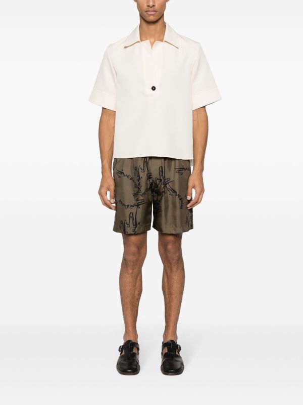 Browns Nanushka Green Abstract-Print Silk Shorts | Browns Track & Running Shorts