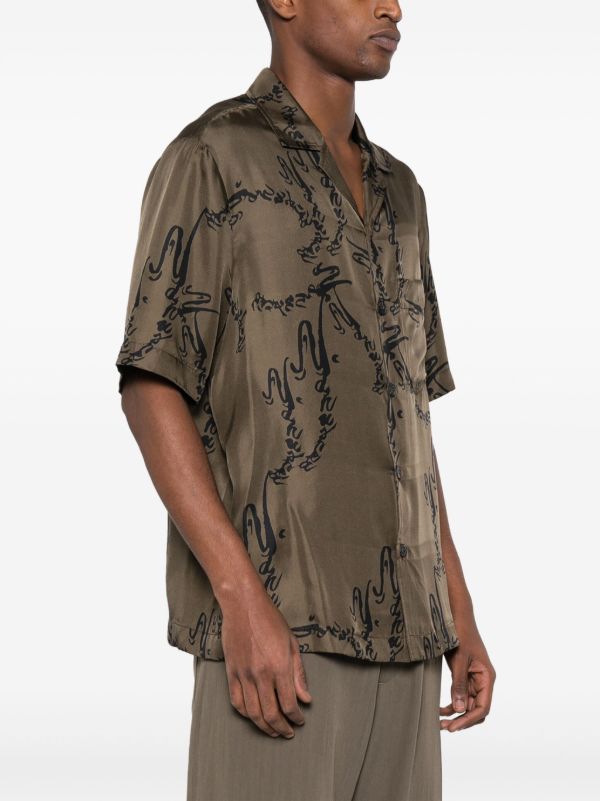 Browns Nanushka Green Bodil Printed Silk Shirt | Browns Shirts