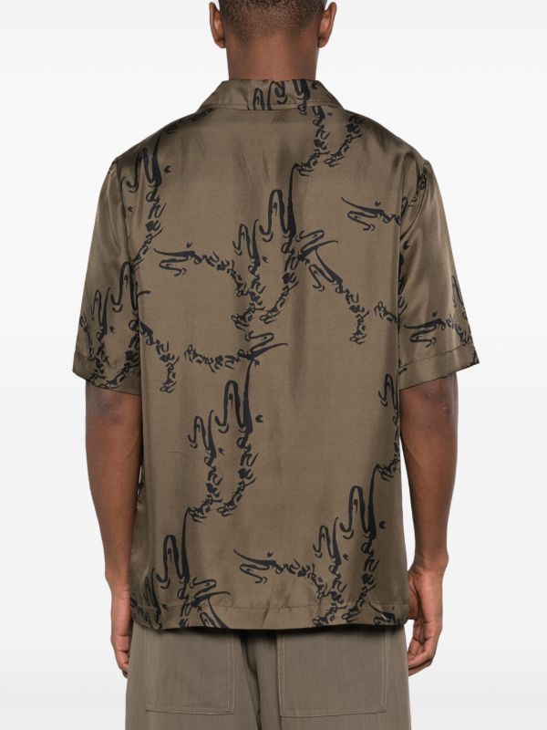 Browns Nanushka Green Bodil Printed Silk Shirt | Browns Shirts