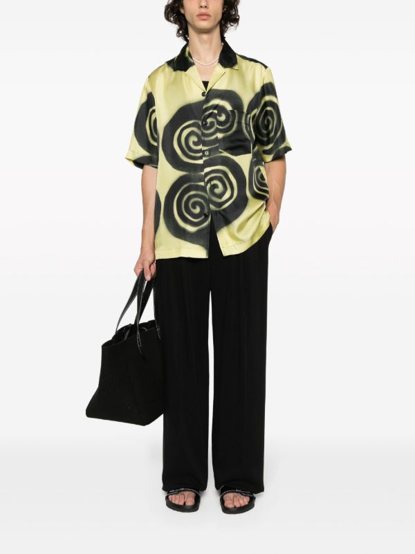 Browns Nanushka Yellow Graphic-Print Silk Shirt | Browns Shirts
