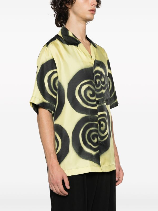Browns Nanushka Yellow Graphic-Print Silk Shirt | Browns Shirts