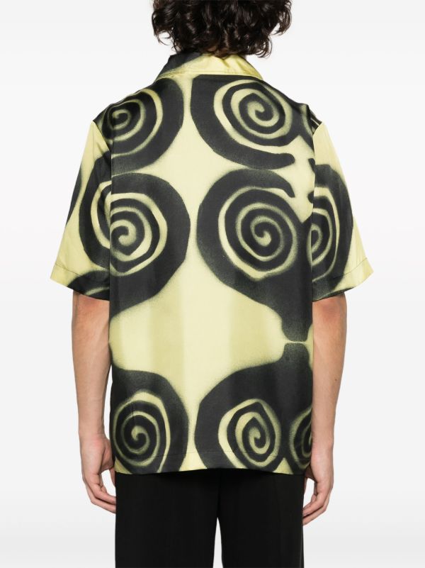 Browns Nanushka Yellow Graphic-Print Silk Shirt | Browns Shirts
