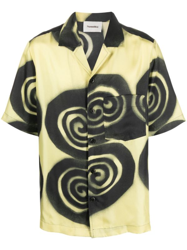 browns Nanushka Yellow Graphic-Print Silk Shirt | Browns Shirts