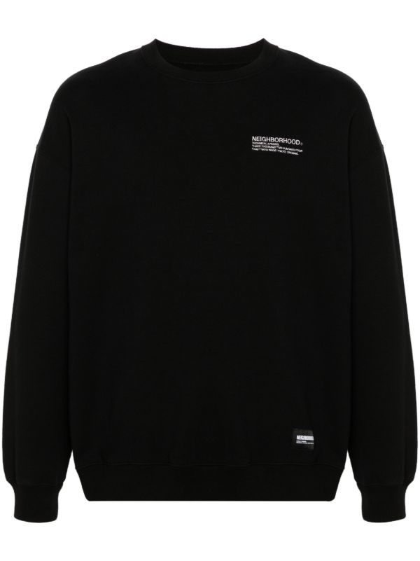 browns Neighborhood Black Logo-Embroidered Cotton Sweatshirt | Browns Sweatshirts