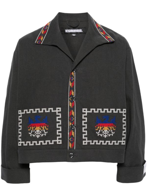 browns Neighborhood Grey GT Embroidered Shirt Jacket | Browns Shirt Jackets