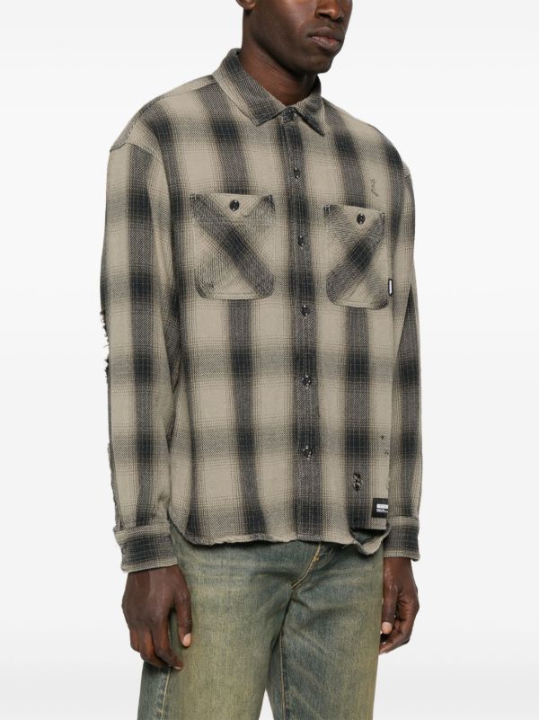 Browns Neighborhood Grey Plaid-Check Shirt | Browns Shirts