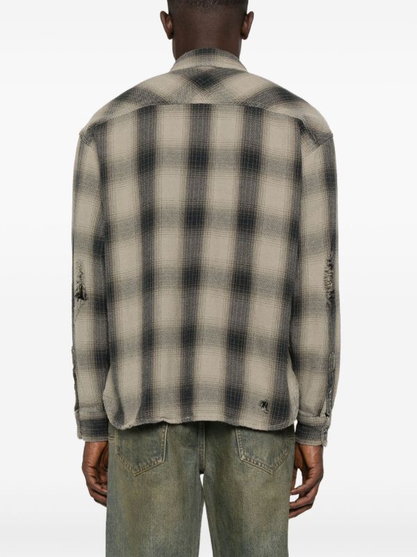 Browns Neighborhood Grey Plaid-Check Shirt | Browns Shirts