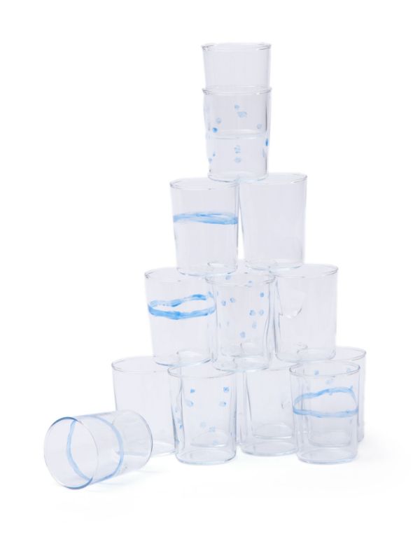 Browns NIKO JUNE Blue Soft Serve Line Glass Set | Browns Glassware