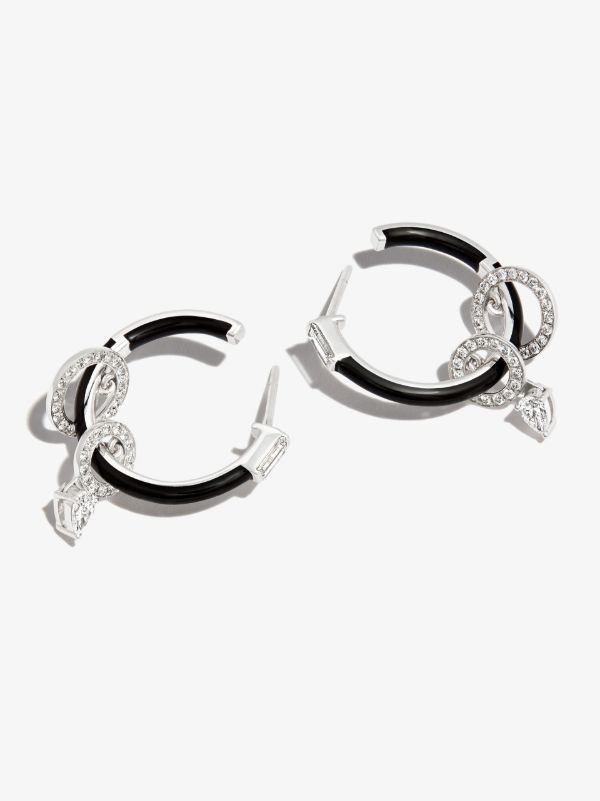 Browns Nikos Koulis 18K White Gold Oui Diamond Hoop Earrings | Browns Fine Earrings