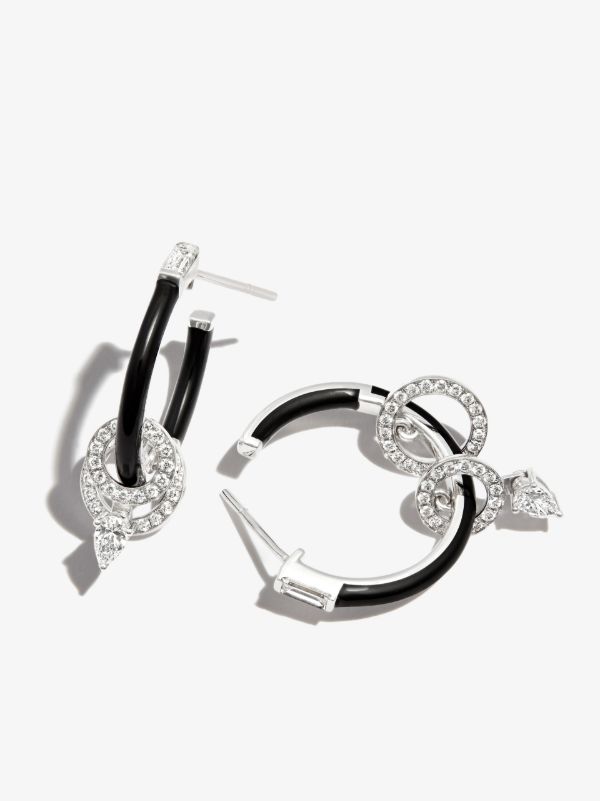 Browns Nikos Koulis 18K White Gold Oui Diamond Hoop Earrings | Browns Fine Earrings
