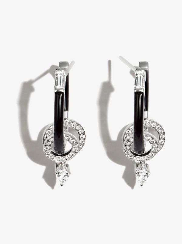 browns Nikos Koulis 18K white gold Oui diamond hoop earrings | Browns Fine Earrings