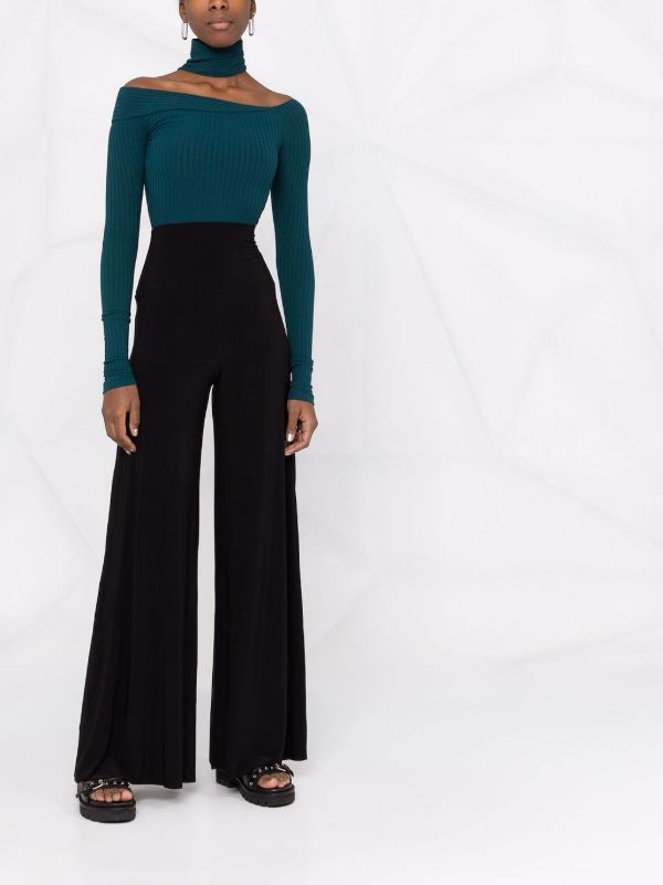 Browns Norma Kamali Black Elephant Wide-leg Trousers | Browns High Waisted Pants