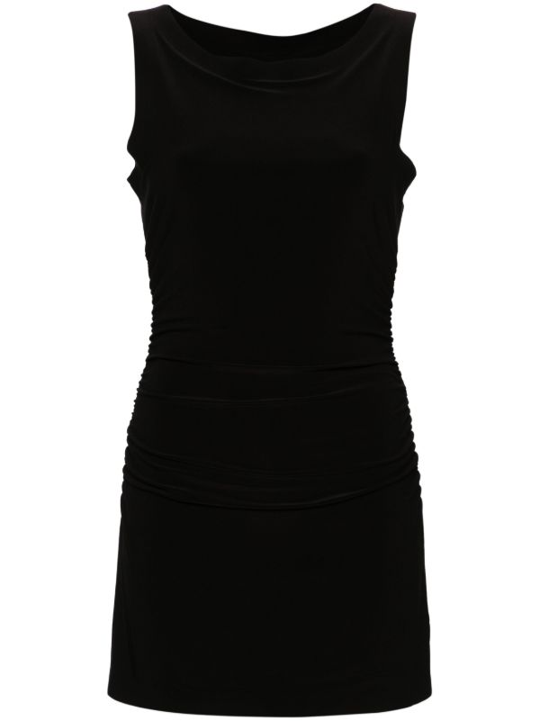 browns Norma Kamali black Pickleball ruched mini dress | Browns Day Dresses