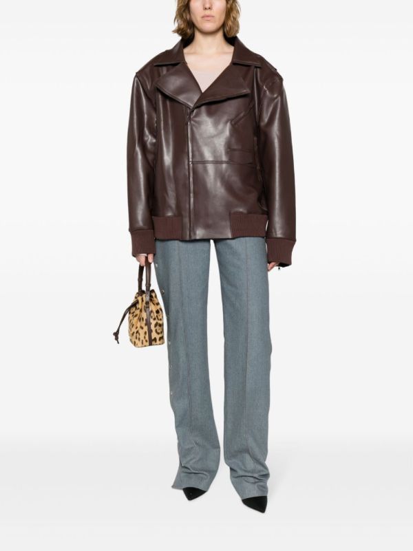 Browns Norma Kamali Oversized Biker Jacket | Browns Faux Leather Jackets