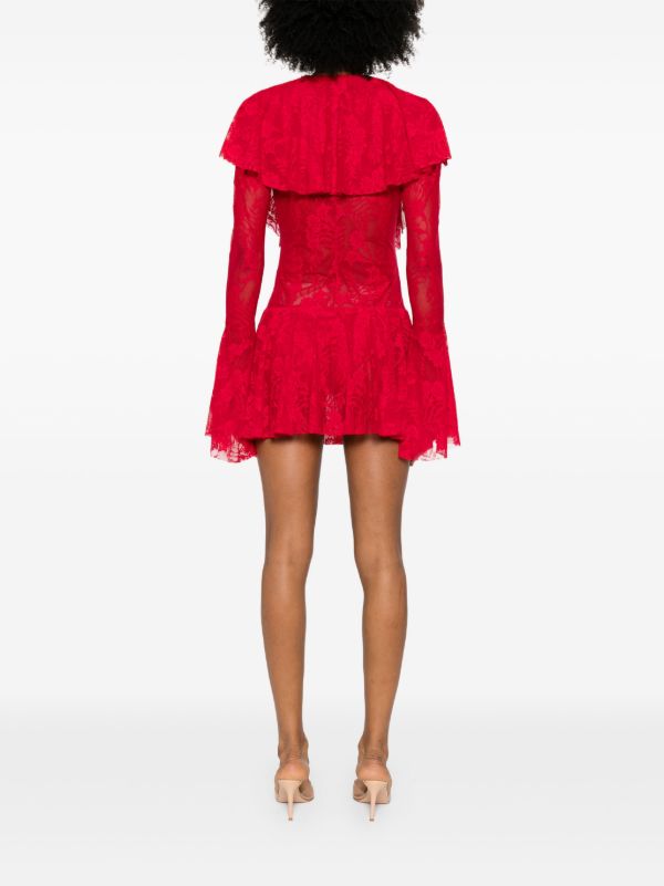 Browns Norma Kamali V-neck Ruffled Mini Dress | Browns Cocktail & Party Dresses