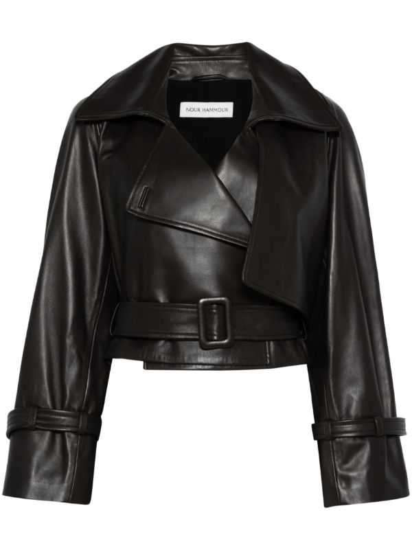 browns Nour Hammour Brown Hatti Leather Jacket | Browns Leather Jackets