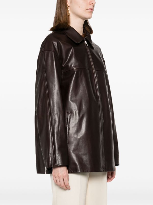 Browns Nour Hammour Brown Layne Leather Jacket | Browns Leather Jackets