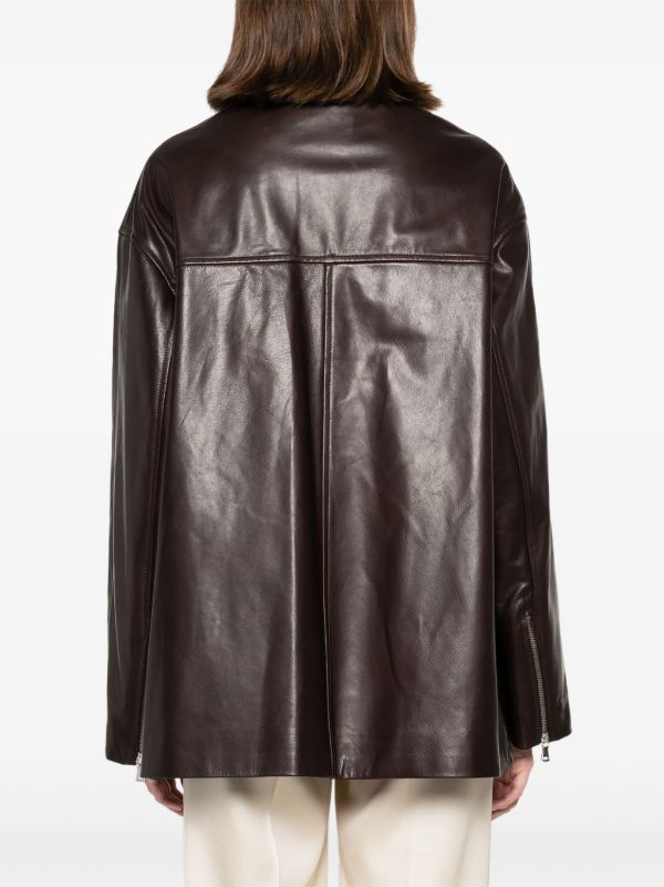 Browns Nour Hammour Brown Layne Leather Jacket | Browns Leather Jackets
