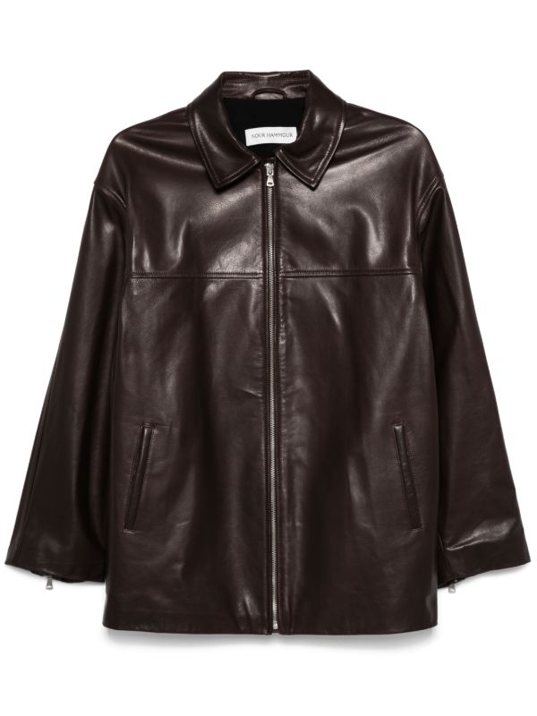 browns Nour Hammour Brown Layne Leather Jacket | Browns Leather Jackets