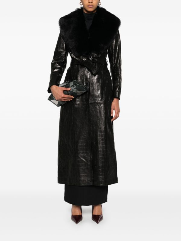 Browns Nour Hammour Leather Trench Coat | Browns Trench Coats & Raincoats