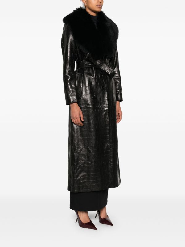 Browns Nour Hammour Leather Trench Coat | Browns Trench Coats & Raincoats