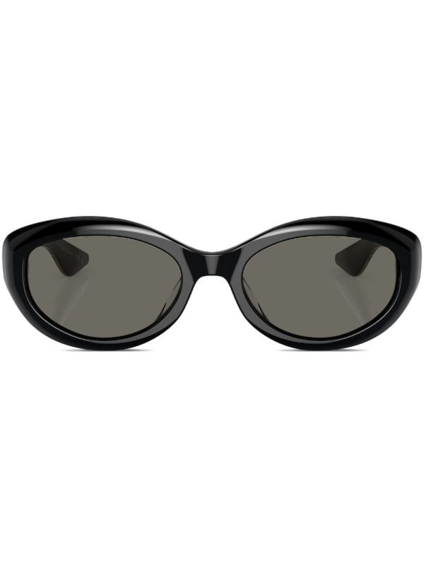 browns Oliver Peoples X Khaite Black 1969C Oval-Frame Sunglasses | Browns Sunglasses