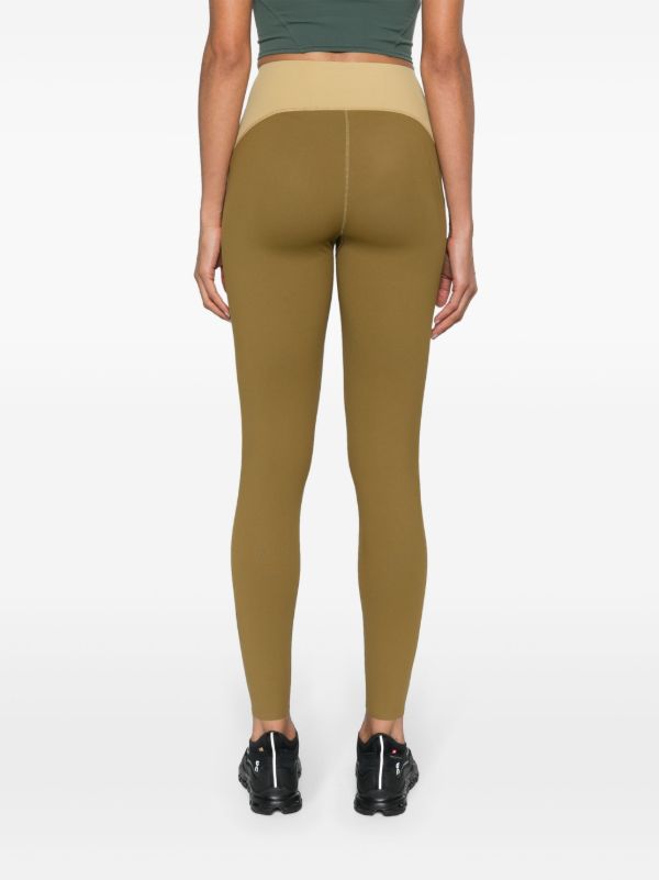 Browns On Running Green Logo Print Panelled Performance Leggings | Browns Performance Leggings