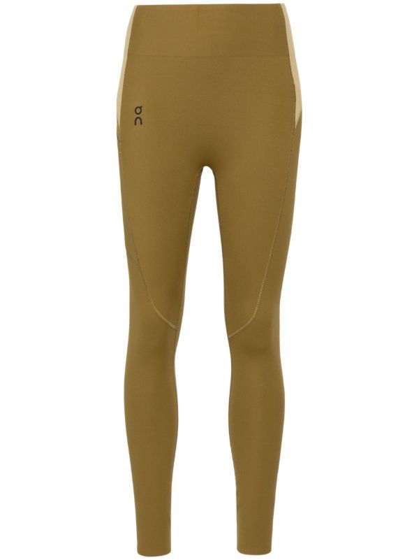 browns On Running Green Logo Print Panelled Performance Leggings | Browns Performance Leggings