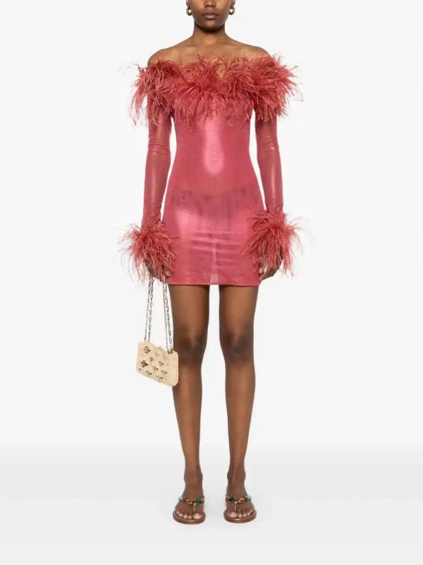 Browns Oséree Feather-trim Mini Dress | Browns Cocktail & Party Dresses