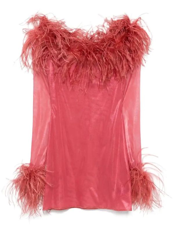 browns Oséree feather-trim mini dress | Browns Cocktail & Party Dresses