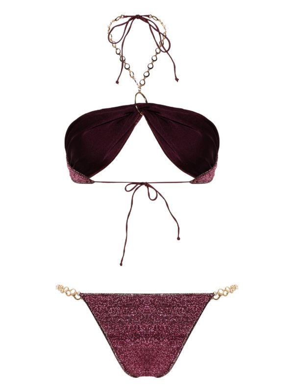 Browns Oséree Red Chain-Detail Bandeau Bikini Set | Browns Bikinis