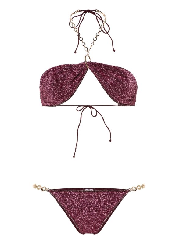 browns Oséree Red Chain-Detail Bandeau Bikini Set | Browns Bikinis