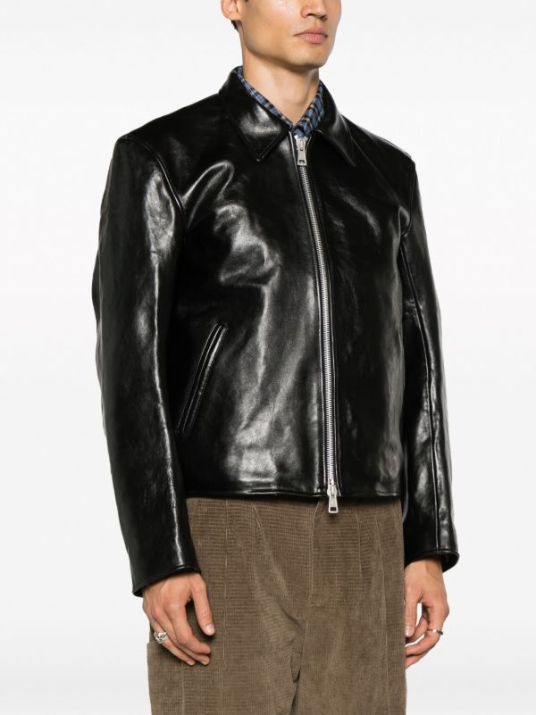 Browns OUR LEGACY Black Mini Zip-Up Leather Jacket | Browns Leather Jackets