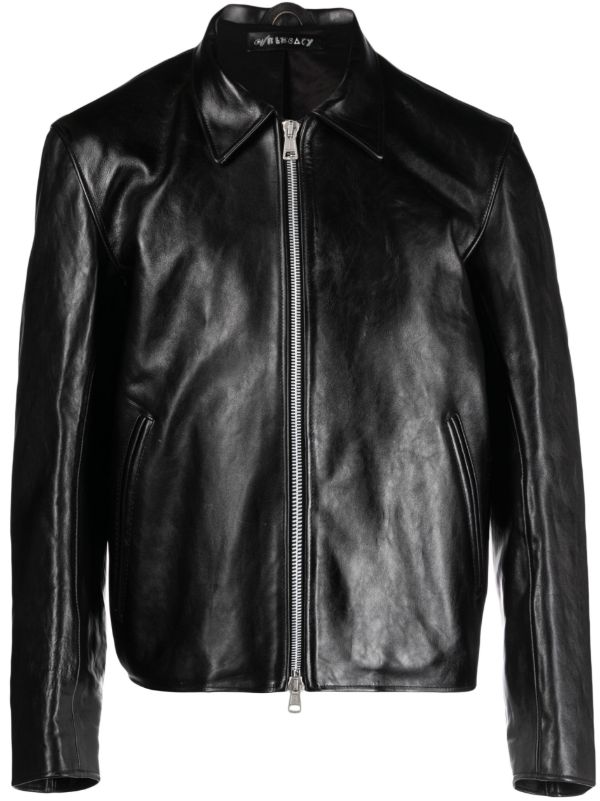 browns OUR LEGACY Black Mini Zip-Up Leather Jacket | Browns Leather Jackets