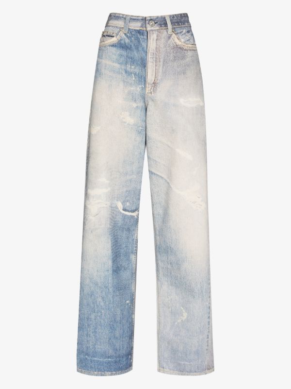 browns OUR LEGACY Blue Full Cut distressed jeans | Browns Straight-Leg Jeans