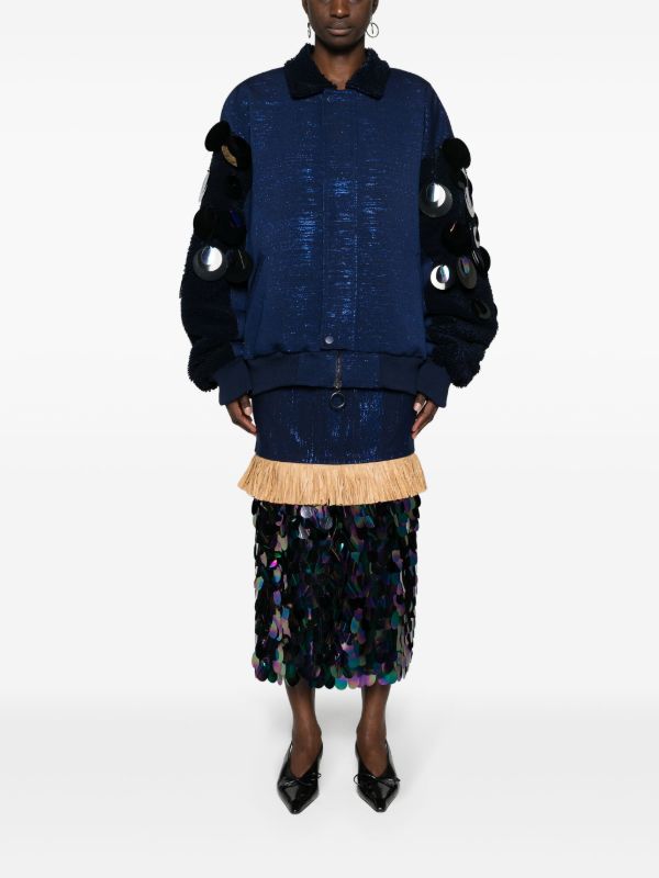 Browns Papa Oppong Blue Stella Kente Bomber Jacket | Browns Varsity Jackets