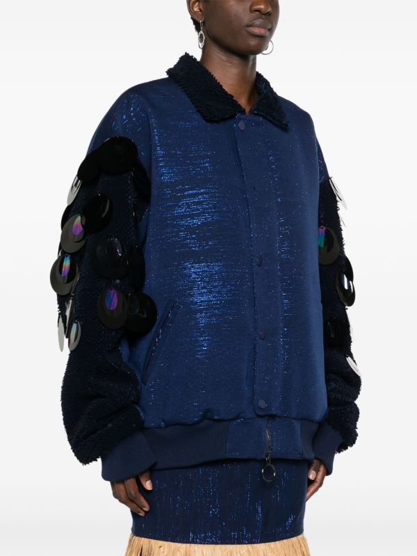 Browns Papa Oppong Blue Stella Kente Bomber Jacket | Browns Varsity Jackets