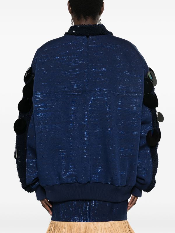 Browns Papa Oppong Blue Stella Kente Bomber Jacket | Browns Varsity Jackets