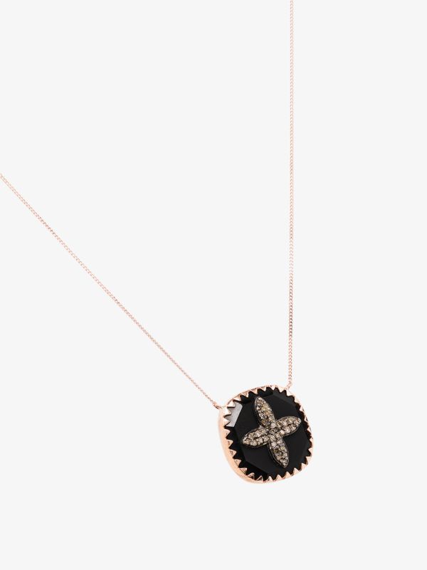 Browns Pascale Monvoisin 9K Rose Gold Bowie Diamond Cross Necklace | Browns Fine Necklaces